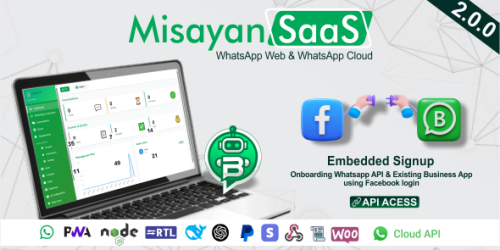 Misayan SaaS – Multi-Tenant WhatsApp: Chatbots, WooCommerce Integration & API Access v2.0.0